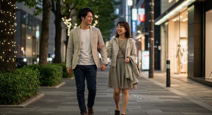 デートする男性と女性